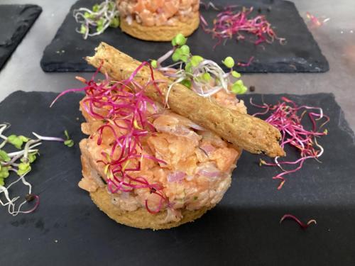 a piece of food sitting on top of a table at L'Auberge du Mazet in Lodève