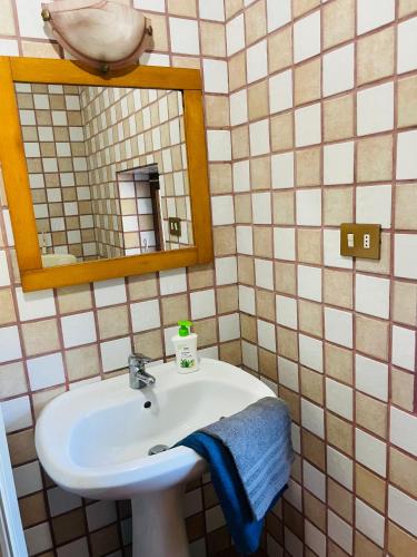 a bathroom with a sink and a mirror at Maso Mandrea in Arco