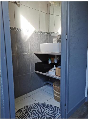 une salle de bain avec un lavabo et un miroir dans l'établissement Liladel, à Le Mont-Dore