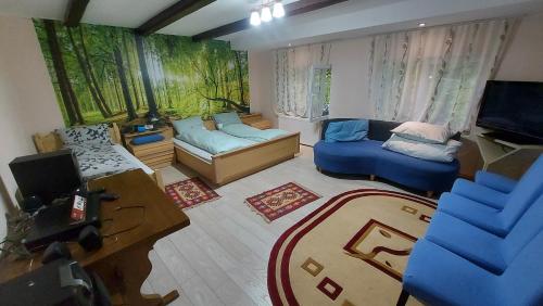 Ένα ή περισσότερα κρεβάτια σε δωμάτιο στο Cabana Ciupercuța