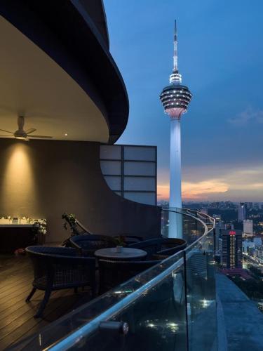 a view of the space needle from the top of a building at The Luxury Penthouse Twin Tower view in Kuala Lumpur