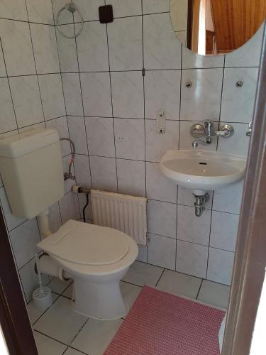 a small bathroom with a toilet and a sink at Usługi hotelarskie Karpacz in Karpacz