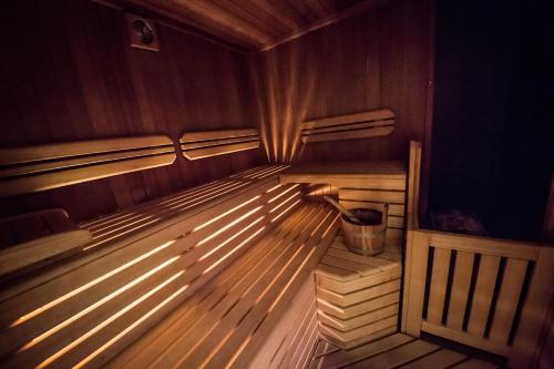 a sauna with two bunk beds in a room at Residence Victoria in Trieste