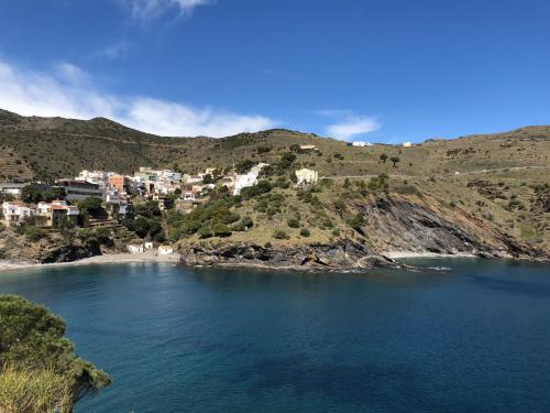 a large body of water with houses on a hill at Piso en la costa brava y al inicio del Pirineo in Portbou