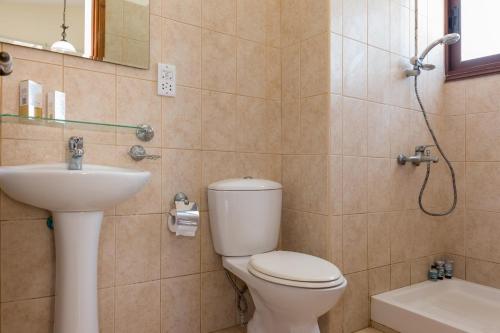 a bathroom with a toilet and a sink at Villa Lena by Villa Plus in Prodhromi