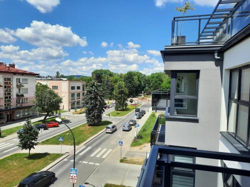 Nespecifikovaný výhled na destinaci Nowy Sącz nebo výhled na město při pohledu z apartmánu