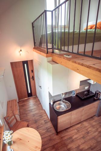 a bathroom with a sink in a room at Zimna Apartments in Kwidzyn