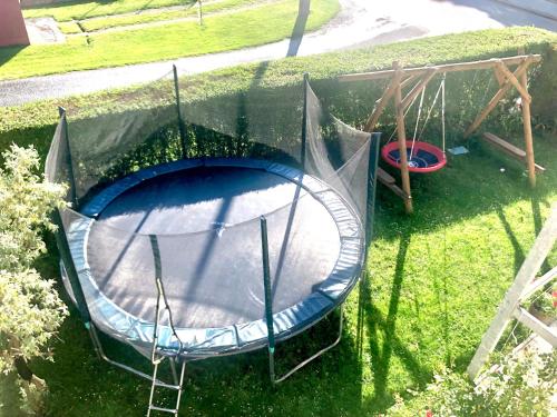 an aerial view of an empty trampoline at Ubytování Vlachovice u Nového Města na Moravě in Nové Město na Moravě