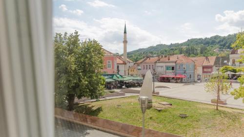 a view of a town from a window at Fontana apartmani FREE parking in Tuzla