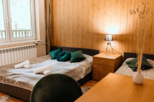 Postel nebo postele na pokoji v ubytování Apartamenty Na Stoczku nad samym jeziorem z widokiem na jezioro 509-619-803