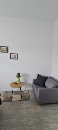 a living room with a couch and a table at SUKIENNICE MIĘDZYLESIE in Międzylesie
