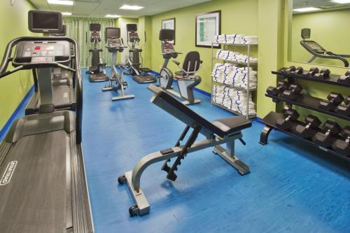 a gym with treadmills and machines in a room at Holiday Inn & Suites Virginia Beach - North Beach by IHG in Virginia Beach