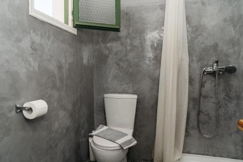 a bathroom with a toilet and a shower at Oasis in Kamarai