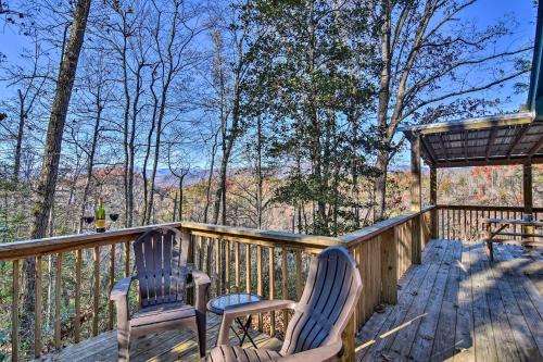 a deck with two chairs and a gazebo at Natures Retreat with Hot Tub 7 Mi to Bryson City in Whittier