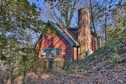a red house with a chimney on top of a hill at Natures Retreat with Hot Tub 7 Mi to Bryson City in Whittier