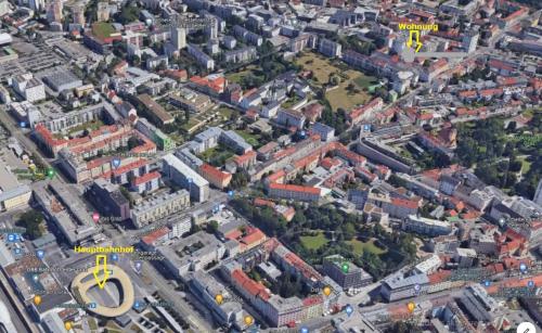 een luchtzicht op een stad met gebouwen bij Mini Smart Studio - Self Check-in in Graz