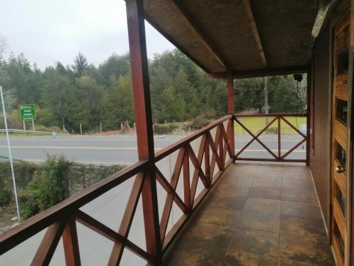 a view from a bridge over a road at Cabaña Punto Punahue in Choshuenco