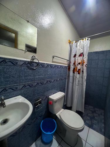 a bathroom with a toilet and a sink at Hostal tortuga viajera in Moyogalpa
