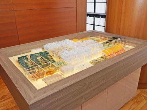 a table with many different types of materials on it at Chisun Hotel Yokohama Isezakicho in Yokohama