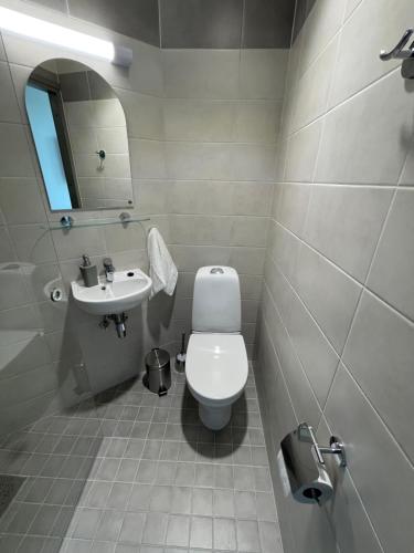 uma casa de banho com um WC e um lavatório em Pepleri Studio 67 em Tartu