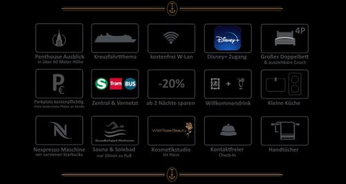 a screenshot of the iphone screen with various logos at Themenpartment Himmel und Mehr Penthouse in Gelsenkirchen