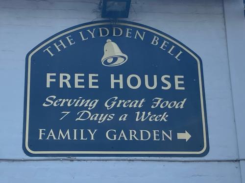 a sign for the lydia bell free houseserving great food days a week at The Lydden Bell in Dover