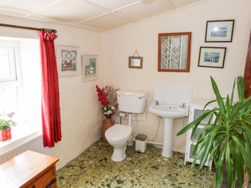 a bathroom with a toilet and a sink at The White House in Roundstone