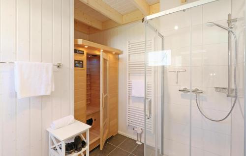 オルペニッツにあるNice Home In Ostseeresort Olpenitz With Saunaのバスルーム(シャワー、ウォークインシャワー付)