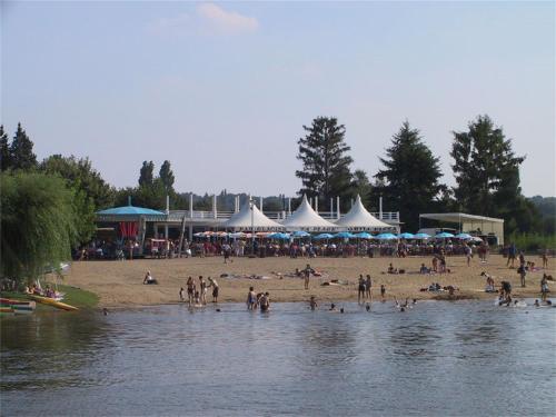 a group of people on a beach near the water at Le Gîte des Marguerites in Montrichard