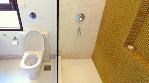 a bathroom with a toilet and a shower at B Nineteen in New Delhi