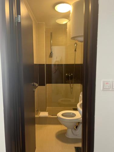 科帕奥尼克Kraljevi Cardaci Olja的浴室里有马桶、淋浴和洗手池。