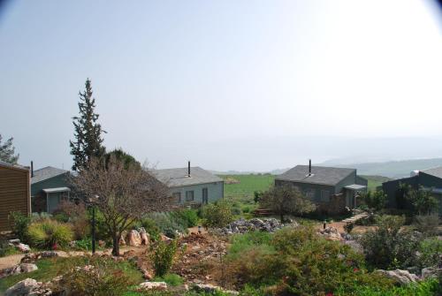 a row of houses on a hill with trees at Vered Hagalil Holiday Village Hotel in Chorazim