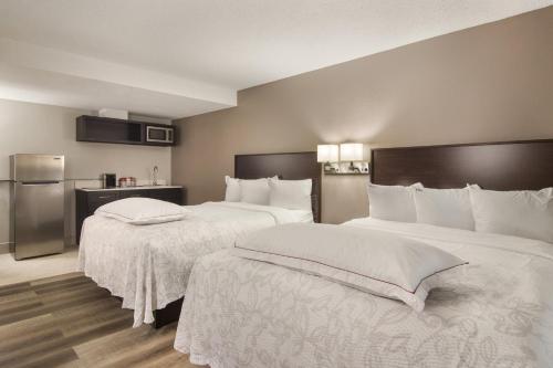 A bed or beds in a room at Red Roof Inn PLUS & Suites Erie