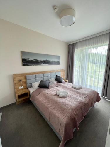Posteľ alebo postele v izbe v ubytovaní Aparthotel Apartamenty Czarna Góra 320