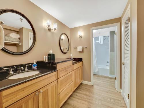 a bathroom with a sink and a mirror at 335E Mountain Villa in Boyne Falls