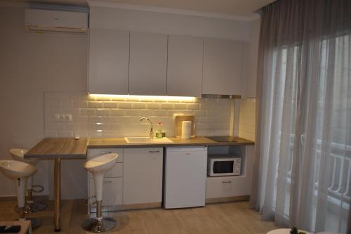 Kuchyň nebo kuchyňský kout v ubytování Sea view luxury apartment in Nea Kallikratia.