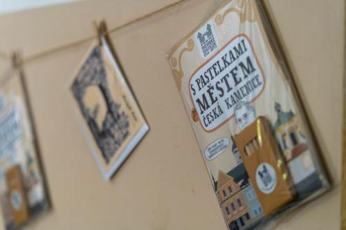 a group of stickers on the wall of a room at Vila Heide in Česká Kamenice