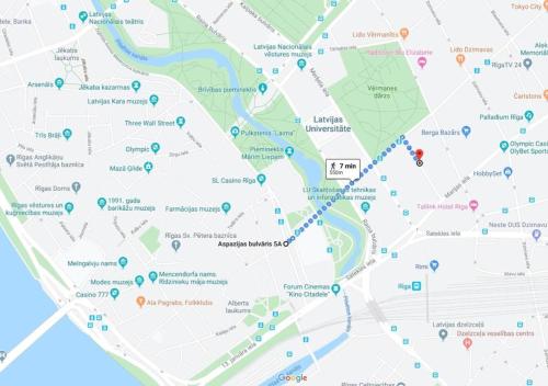 a close up of a map with dots at Riga Central District, Тихий Центр города, всё под боком, удобно in Rīga