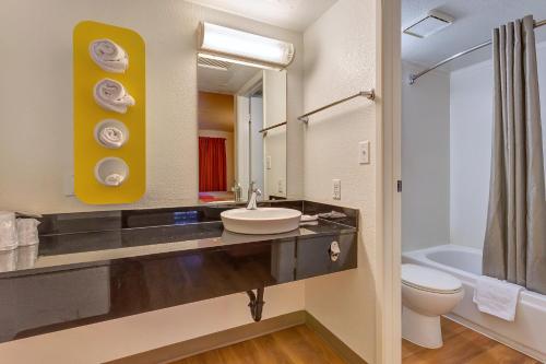 a bathroom with a sink and a toilet at Motel 6-Santa Rosa, CA - North in Santa Rosa