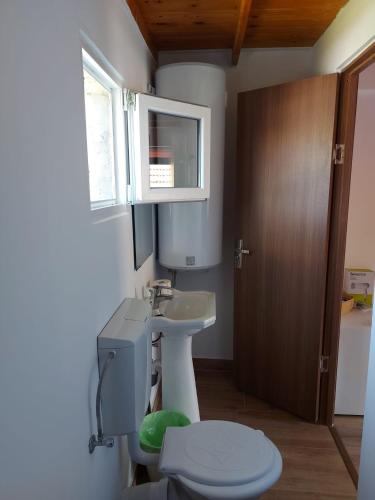a bathroom with a toilet and a sink at C Dor de Vama Bedrooms in Vama Veche
