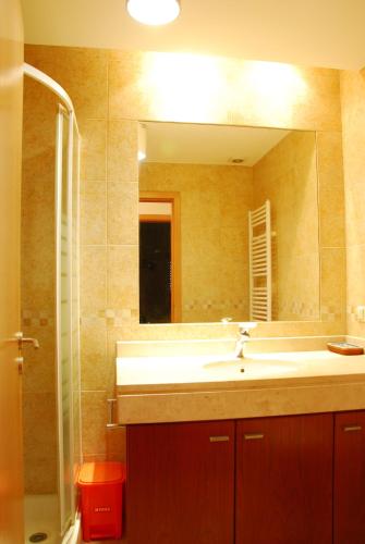 a bathroom with a sink and a mirror at AH Leiria apartment in Leiria