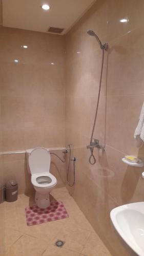 a bathroom with a shower and a toilet and a sink at story house salah in Rabat