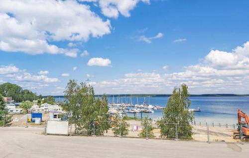 a view of a marina with boats in the water at Altes Gewölbe mit Sauna und Whirlpool im Außenbereich in Elsterheide