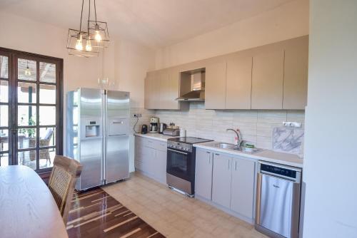 Кухня или мини-кухня в ALEXANDRE MAISON Beachfront Gialova Vacation Home
