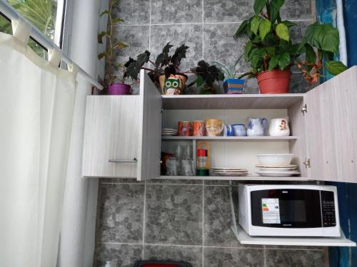 Una cocina o kitchenette en RAIZ DEL CIELO, entre 2 jardines de ensueño