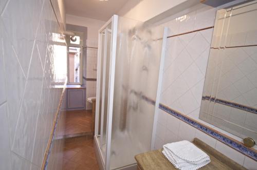 a bathroom with a shower and a sink at Apartment Arenula in Rome