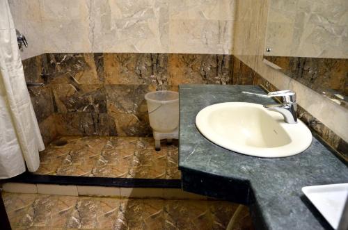 a bathroom with a sink and a toilet at Hotel City Paradise in Chandīgarh