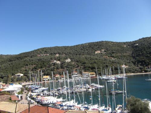 a bunch of boats docked in a harbor at Galini Studios in Sivota