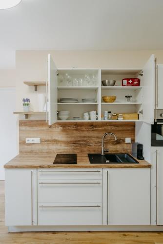 Chill & Relax Apartments in Neusiedl am Seeにあるキッチンまたは簡易キッチン