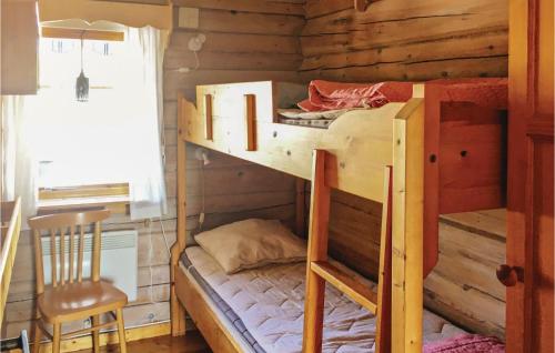 En eller flere køyesenger på et rom på Amazing Home In Ljrdalen With 3 Bedrooms And Sauna